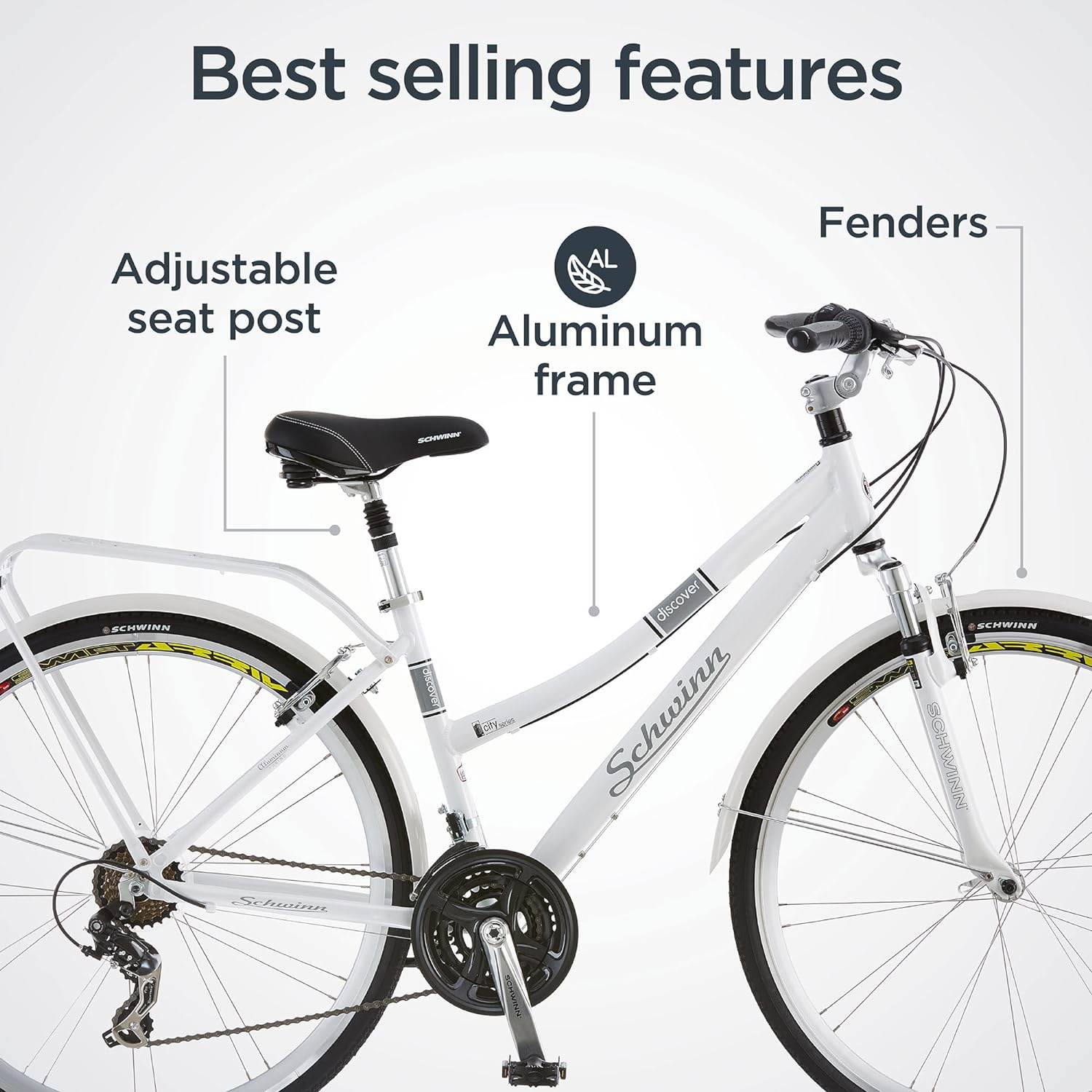 Schwinn Discover Adult Hybrid Bike for Men and Women, 700c Wheels, 21-Speeds - $270
