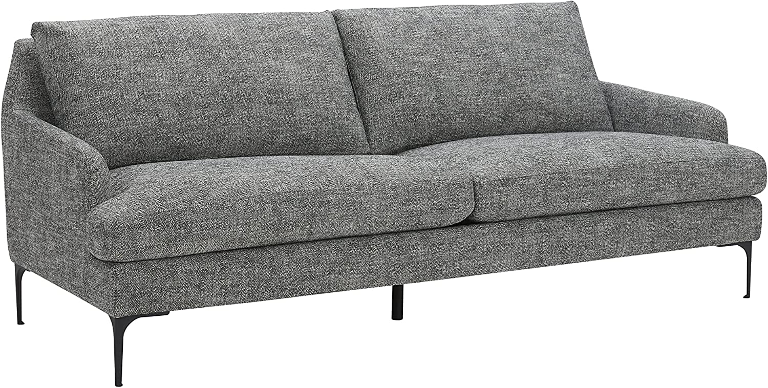 Rivet Modern Sofa Couch with Metal Legs, 85"W, Dark Gray-$570