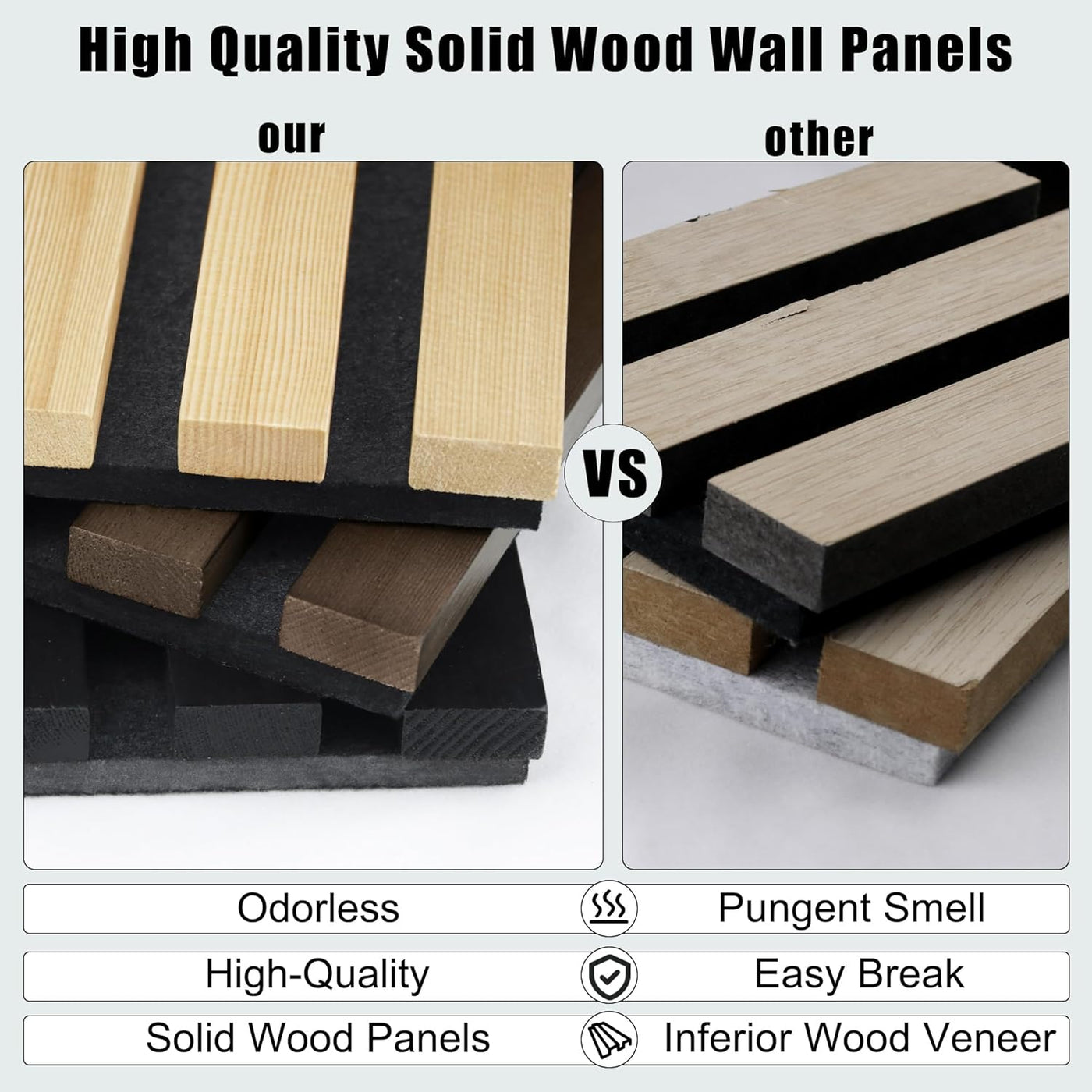 ROOMTEC Acoustic Wood Wall Panels, 94.49” x 12.6” Soundproof Wall Panels - $90