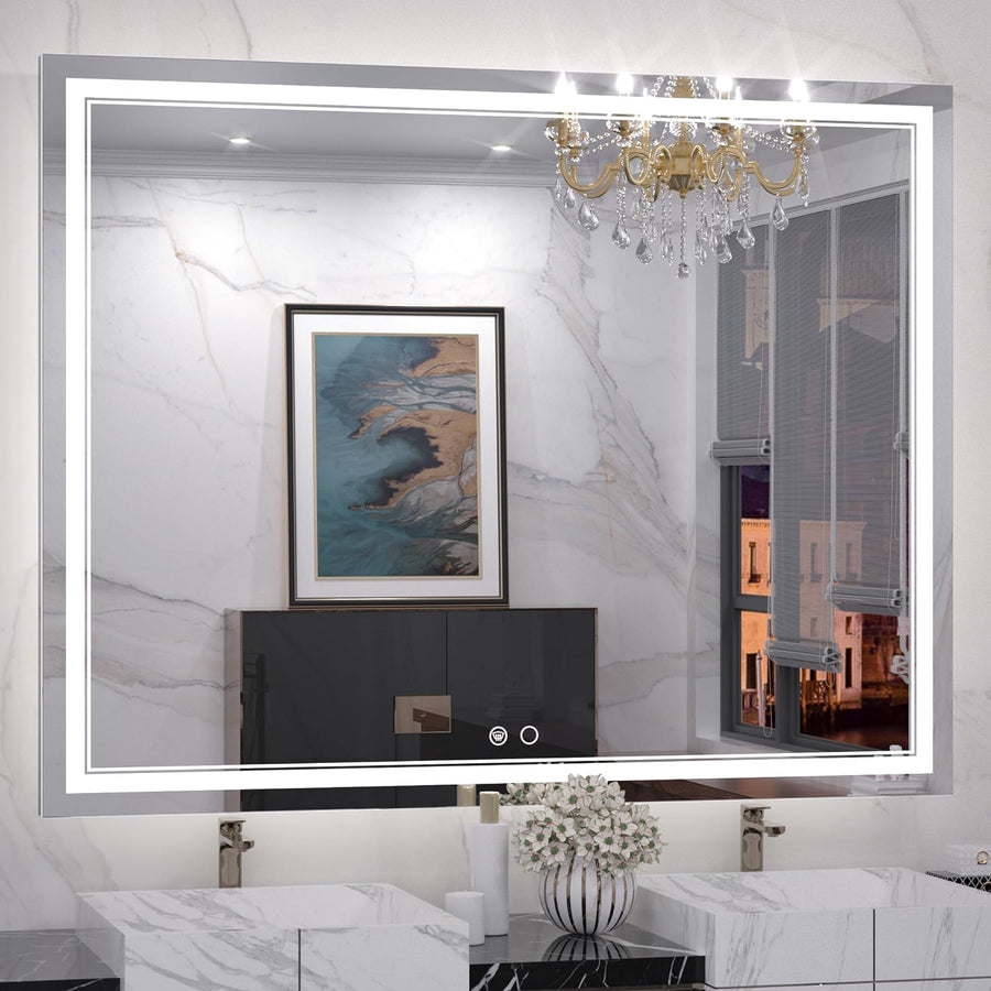 Keonjinn 48 x 40 Inch LED Bathroom Mirror with Lights LED Vanity Mirror - $225