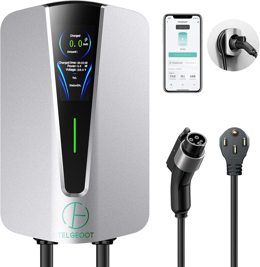 Level 2 EV Charger 48Amp, Indoor/Outdoor Electric Car Charger EVSE SAE J1772 - $225