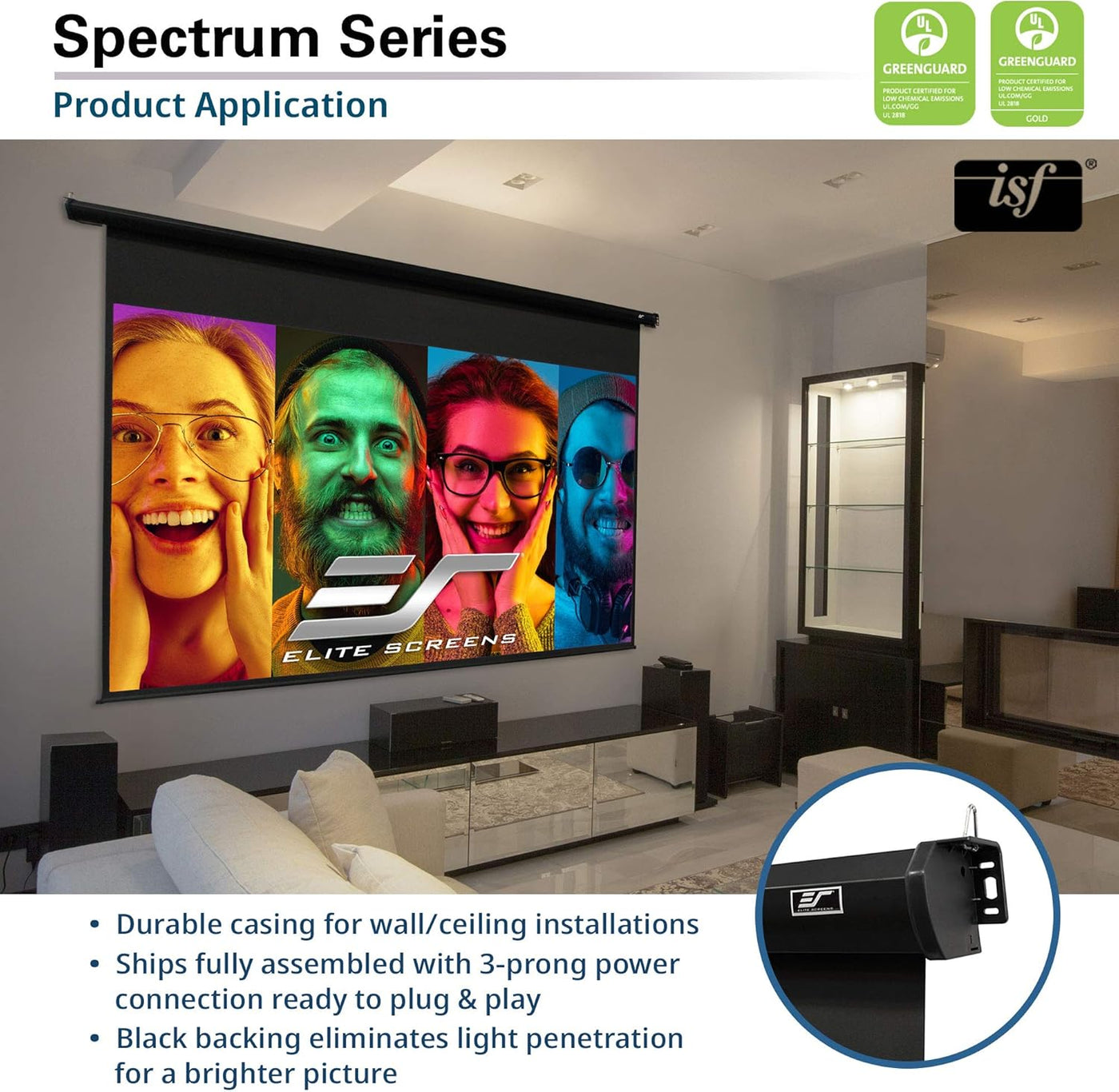 Elite Screens Spectrum, 84-inch Diag 16:9, 4K/8K Ready Projector Screen - $120