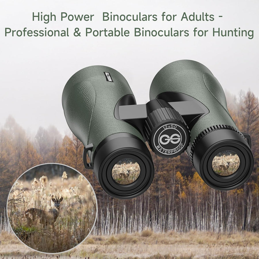 GLLYSION 12X50 Professional HD Binoculars for Adults - $90