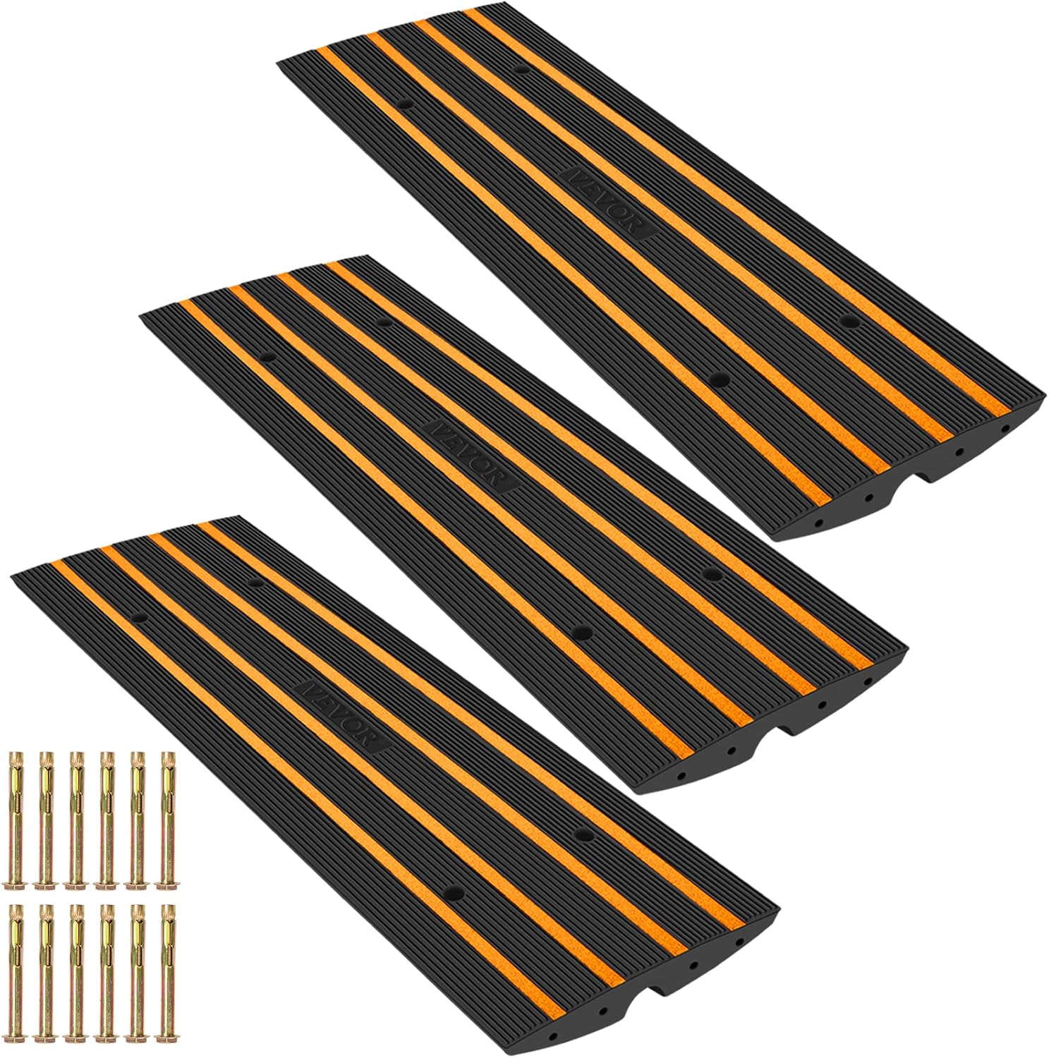 VEVOR Driveway Curb Ramp, 3 Pack 1 Channel Heavy Duty, 33069 Lbs/ 15 Ton Capacity - $125