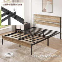 VECELO Full Size Bed Frame with Wood Headboard and Footboard, 14 Inch - $80