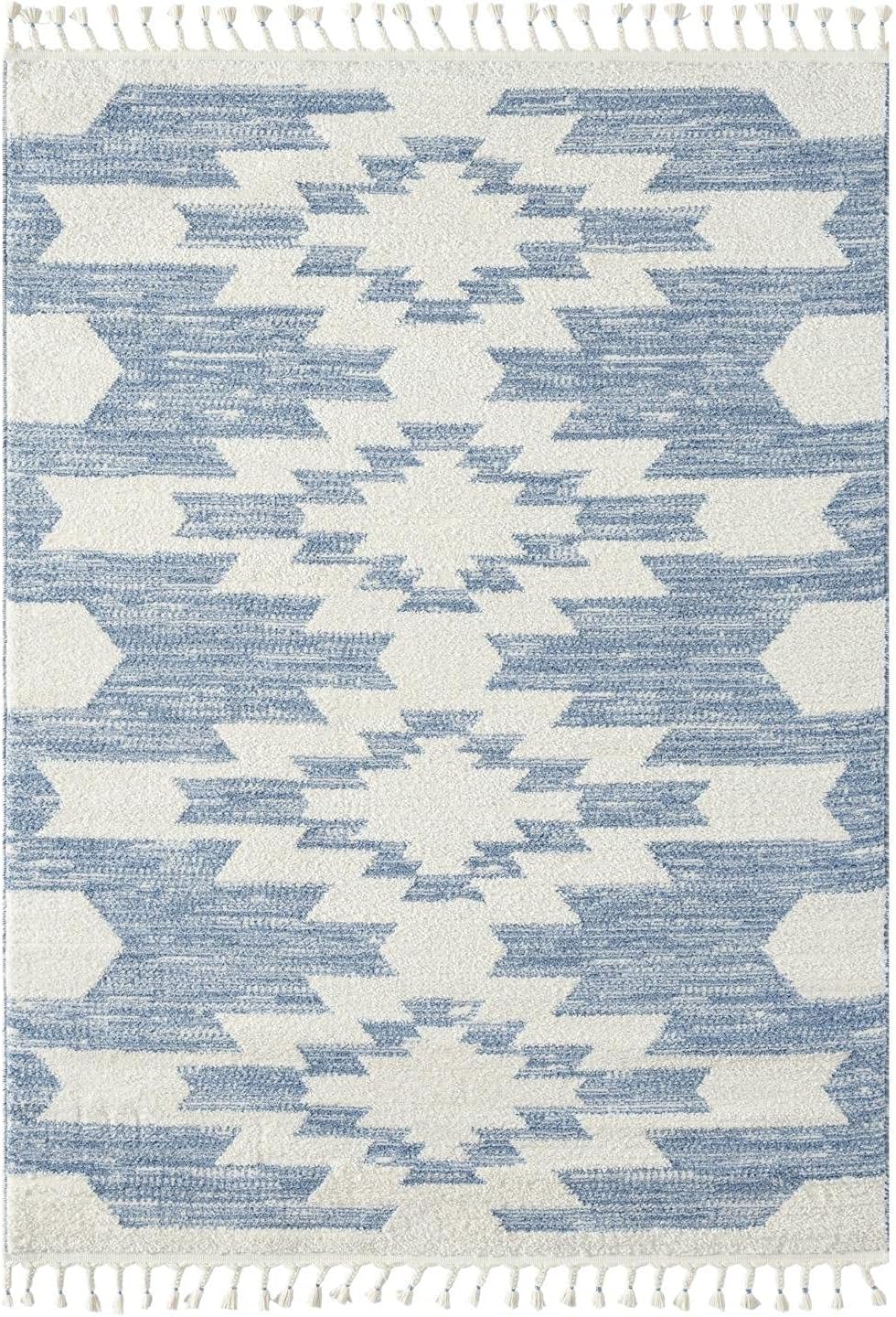 LUXE WEAVERS Ibiza Collection 8068 Blue 8x10 South Western Geometric Area Rug - $110