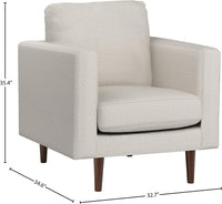 Rivet Revolve Modern Upholstered Armchair with Tapered Legs, Linen - $200