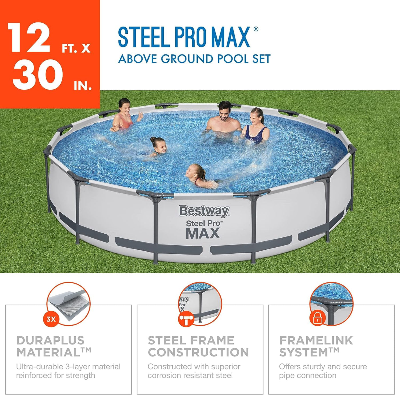 Bestway 56417 Steel Pro Above Ground, 12ft x 30 Inch - $115