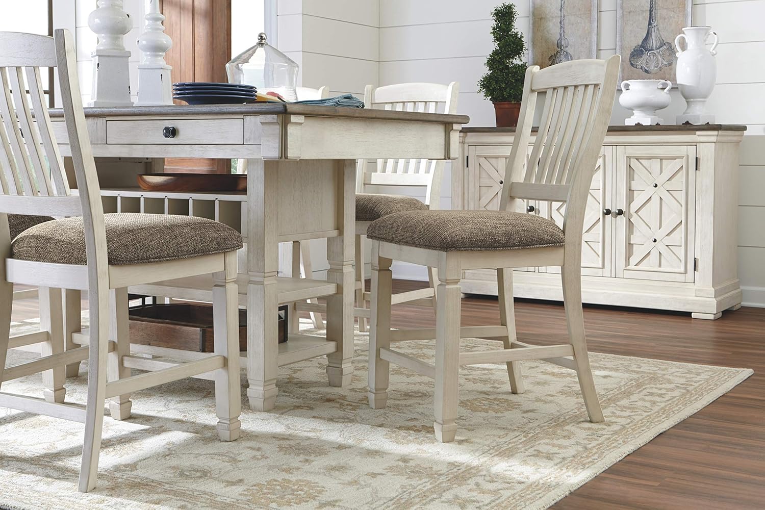 Signature Design by Ashley Bolanburg Counter Height Dining Room Table, Two-tone - $375