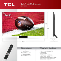 TCL 65 inches QM8 QLED 4K Smart Mini LED TV with Google (65QM850G, 2023 Model) - $1000