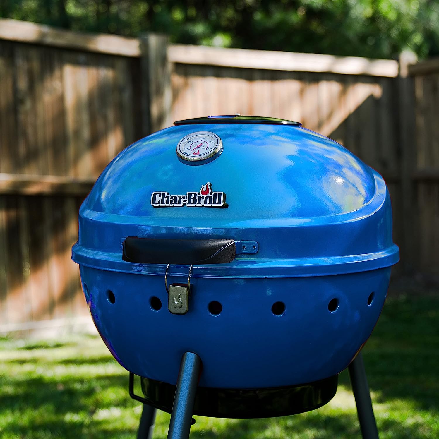 Char-Broil 21302145 Kettleman TRU-Infrared Charcoal Kettle Grill, Blue - $145