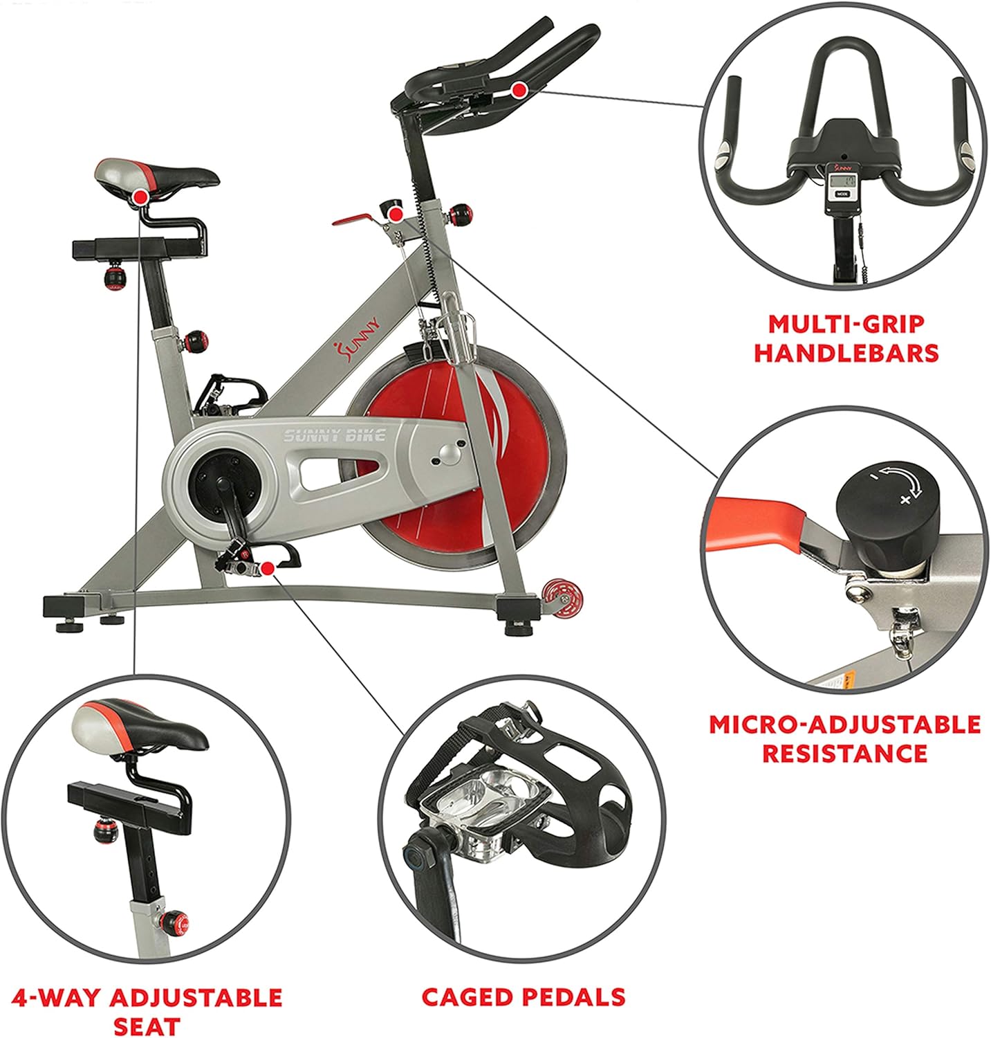 Sunny Health & Fitness Pro Cycling Stationary Bike, 40 LB Flywheel - $130