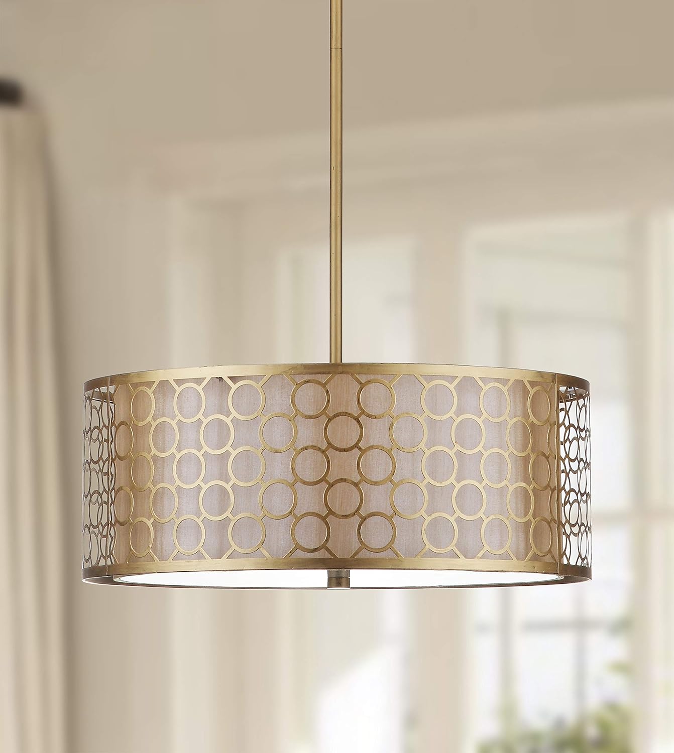 SAFAVIEH Lighting Collection Giotta Farmhouse Antique Gold 18-inch Diameter - $55