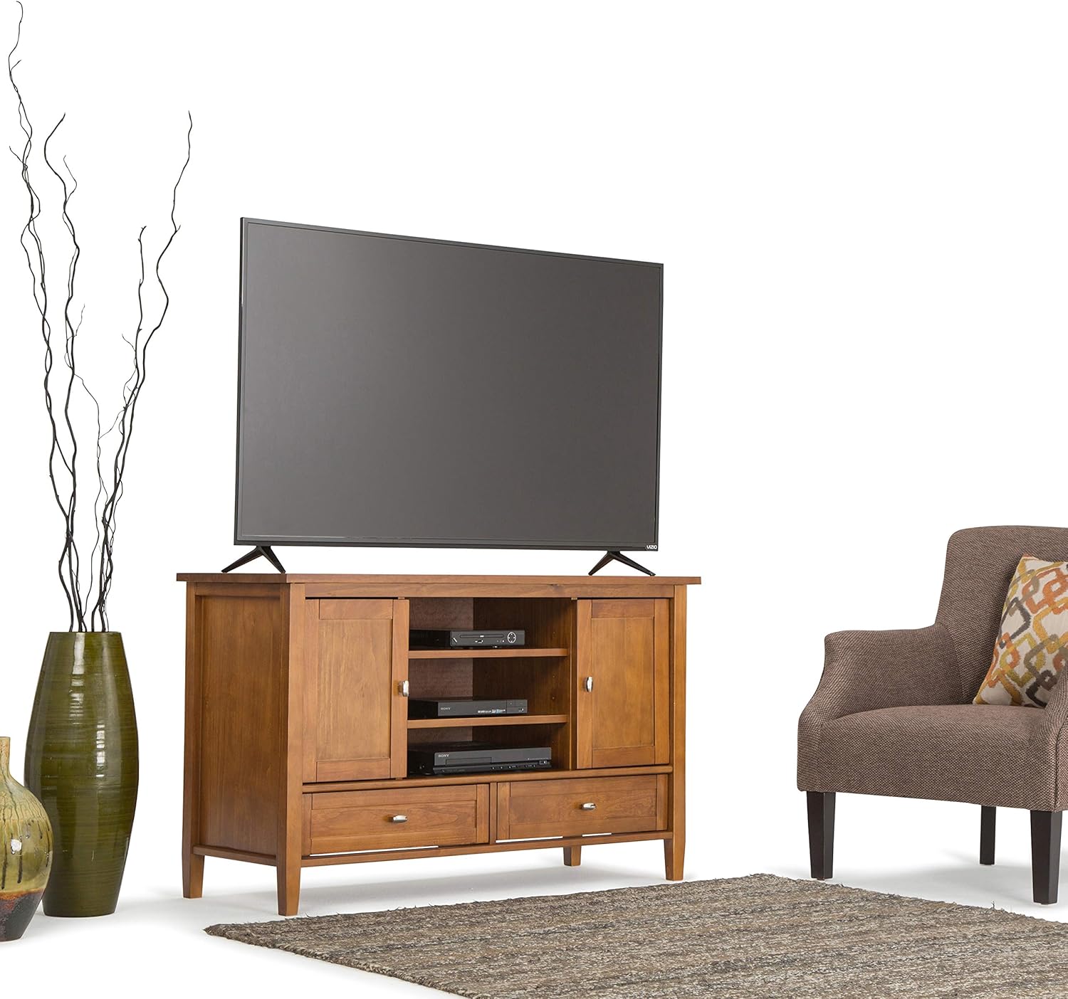 SIMPLIHOME Warm Shaker SOLID WOOD 47 Inch Wide Transitional TV Media Stand - $255