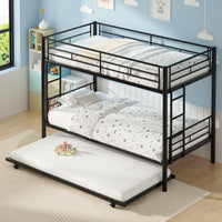 VECELO Twin Over Twin Bunk Bed with Trundle, Metal Bunkbeds with Ladder - $130