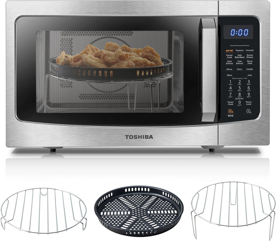 TOSHIBA 4-in-1 ML-EC42P(SS) Countertop Microwave Oven, 1.5 Cu Ft, 1000W, Silver - $130