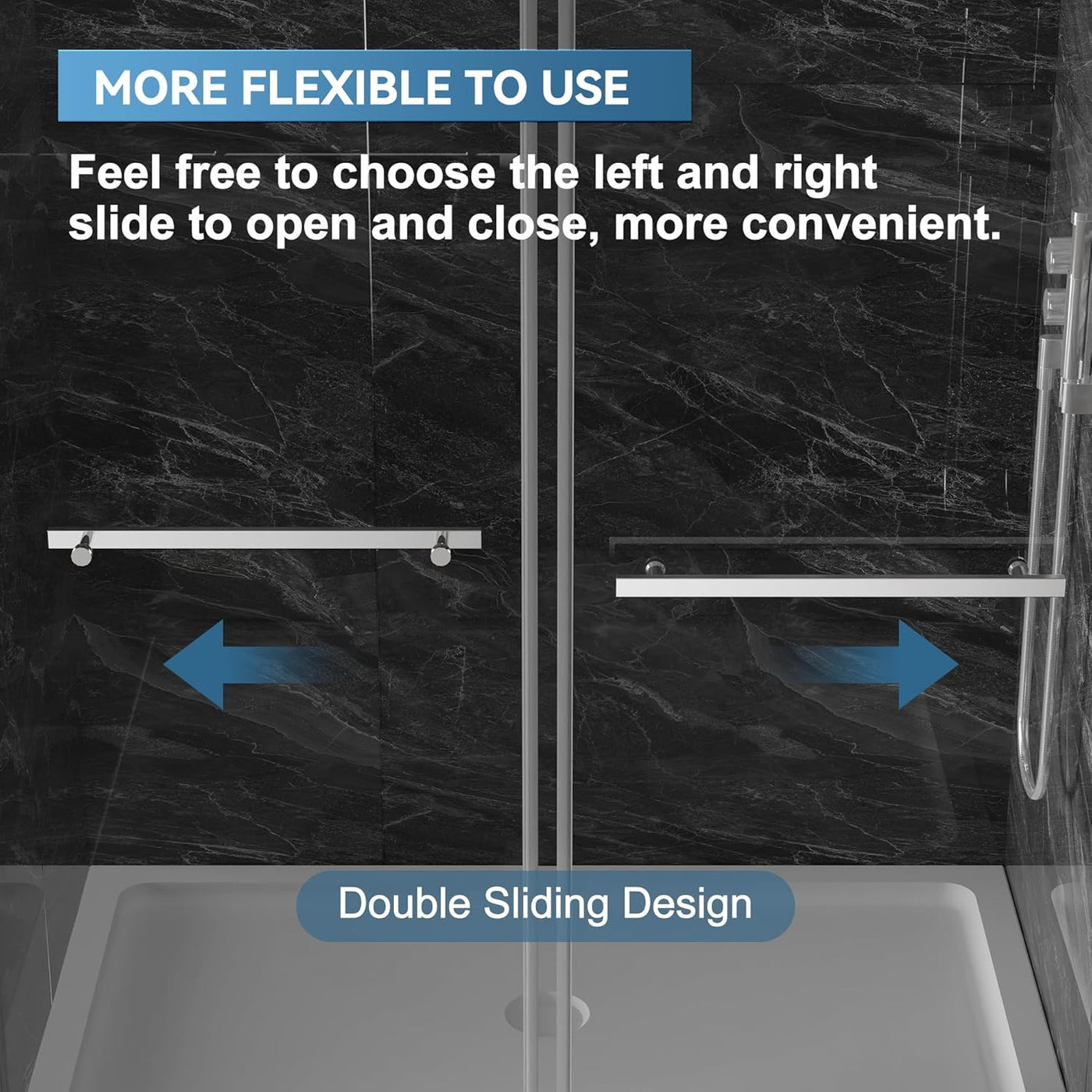 56"-60" W x 75" H Frameless Shower Door, Double Sliding Shower Door - $350