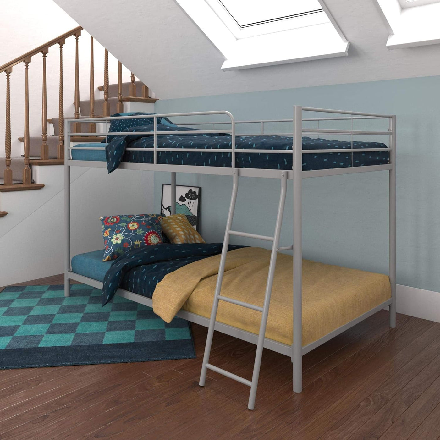 DHP Junior Twin Bunk Bed, Ideal for Small Spaces, Metal Frame, Silver - $95