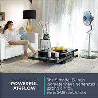 Rowenta Turbo silence Stand Fan Oscillating Fan with Remote Control, Silver - $116