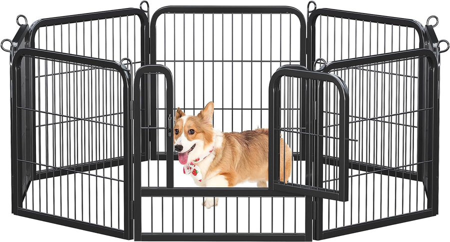 Yaheetech Dog Playpen Outdoor, 8 Panel Dog Fence 24" Indoor Pet Pen - $35