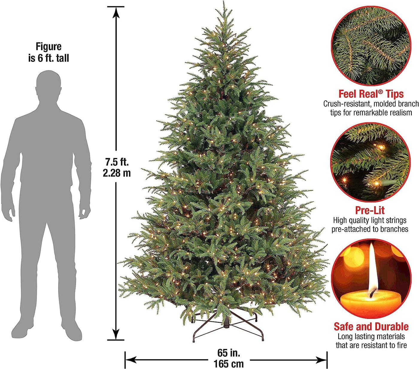 National Tree Company Pre-Lit 'Feel Real' Artificial Full Christmas Tree, 7.5 Feet - $360