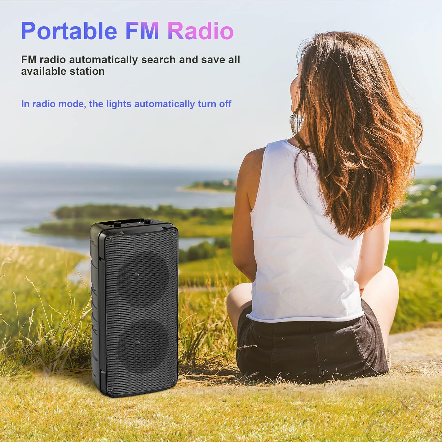 60W (80W Peak) Portable Bluetooth Speaker with Double Subwoofer