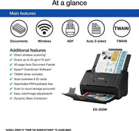 Epson Workforce ES-500W II Wireless Color Duplex Desktop Document Scanner - $235