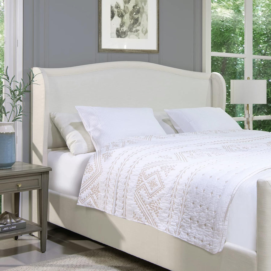 Jennifer Taylor Home Carmen Upholstered Wingback Panel Bed Frame, King - $420