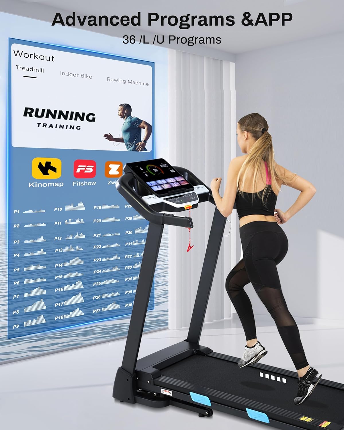 Auto Incline Treadmill - 300+ LBS Capacity 3.5HP Folding Treadmills - $280