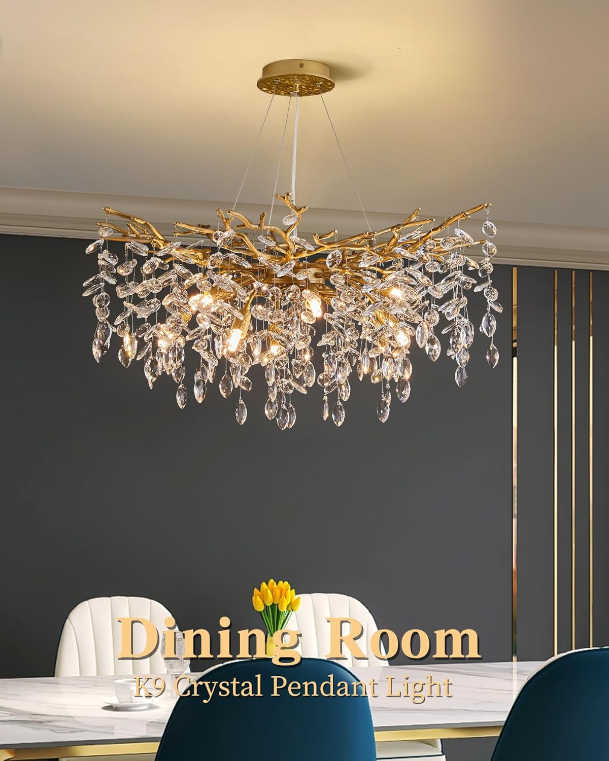 Modern Tree Branch Crystal Chandelier Luxury Gold Crystal Pendant Lighting - $195
