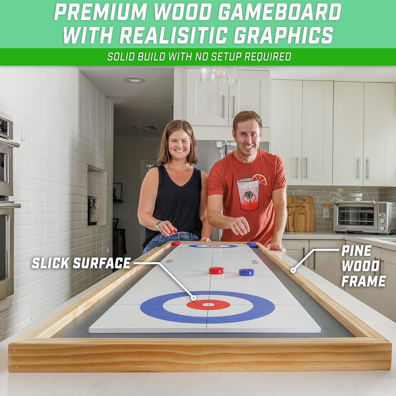 GoSports Shuffleboard and Curling 2 in 1 Board Games - Classic Tabletop - $90