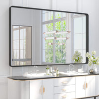 TETOTE 60 x 36 Inch Bathroom Mirror, Matte Black Metal Frame Modern Farmhouse - $190