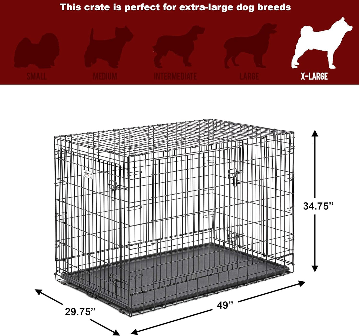 MidWest Homes for Pets Ultima Pro Series 48" Dog Crate | Extra-Strong Double Door - $75