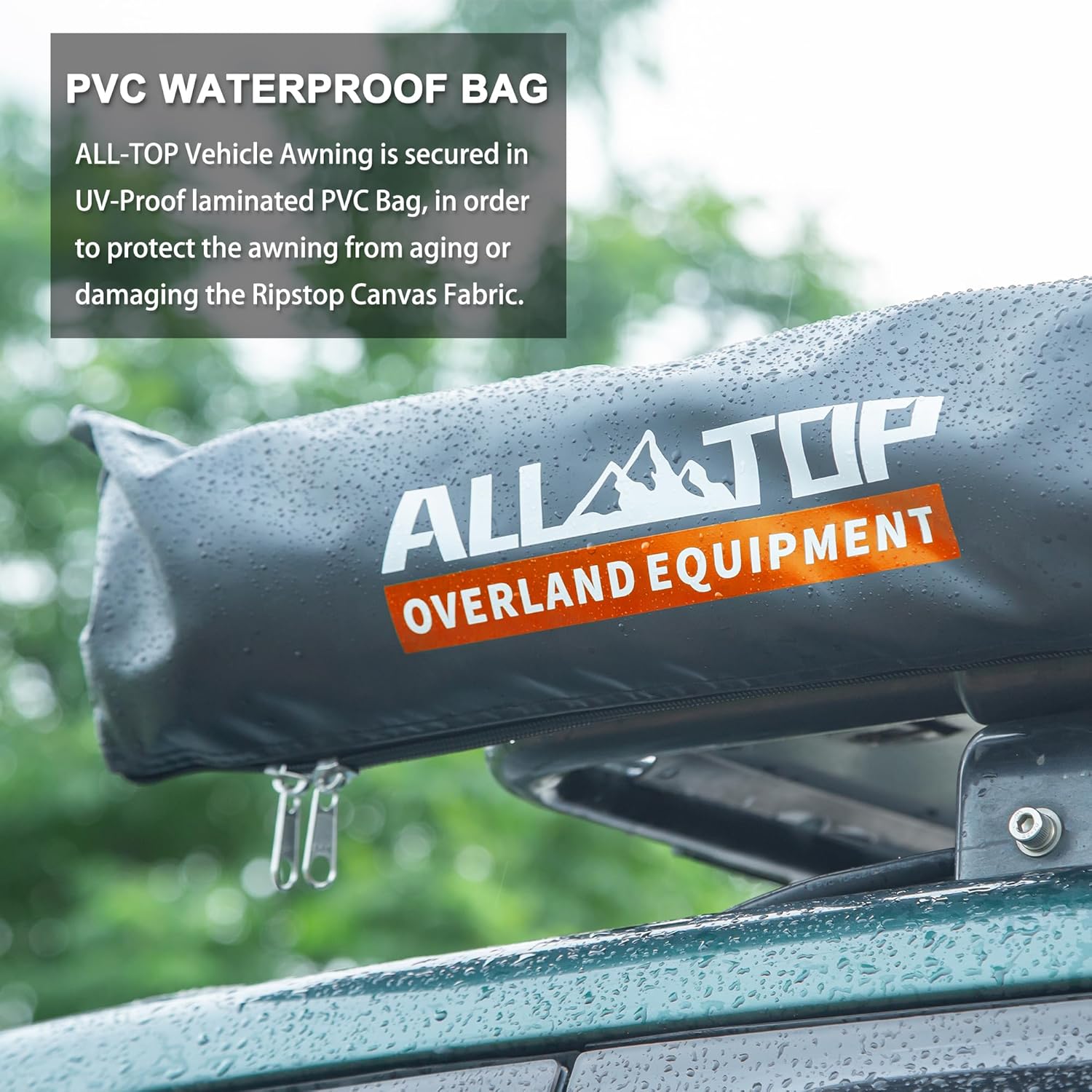 ALL-TOP Vehicle Awning 8.2'x8.2' Roof Rack Pull-Out Sun Shade UV50+, Weatherproof - $130