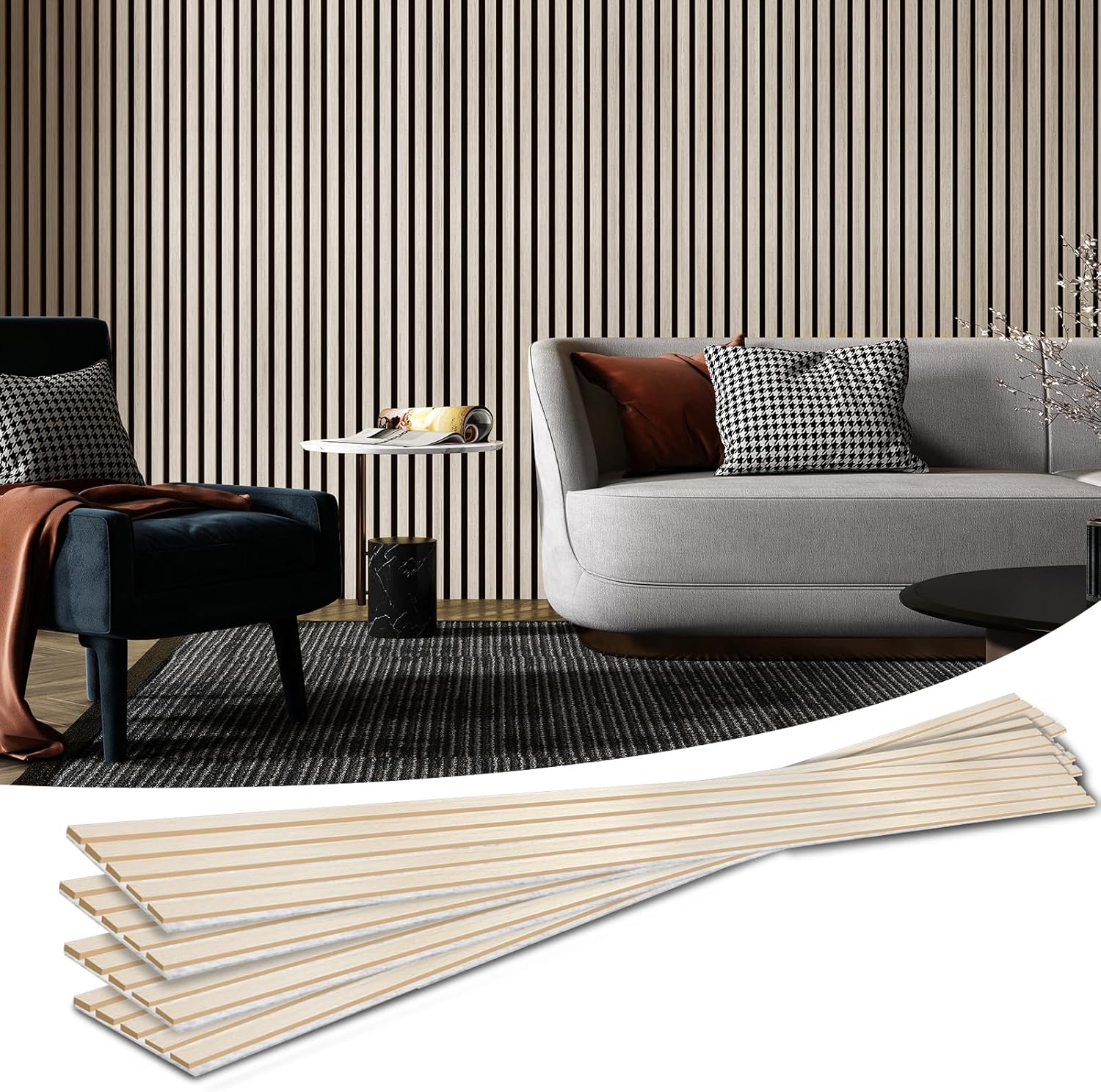 Art3d 4-Piece Wood Slat Acoustic Panels for Stylish Decor and Noise Reduction - $110