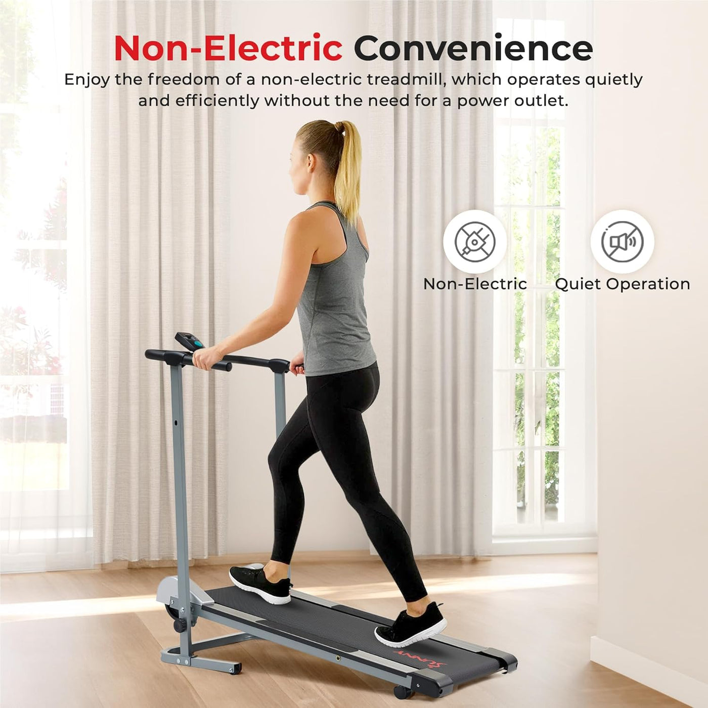 Sunny Health & Fitness Manual Walking Pad Treadmill for Home, Non-Electric - $80