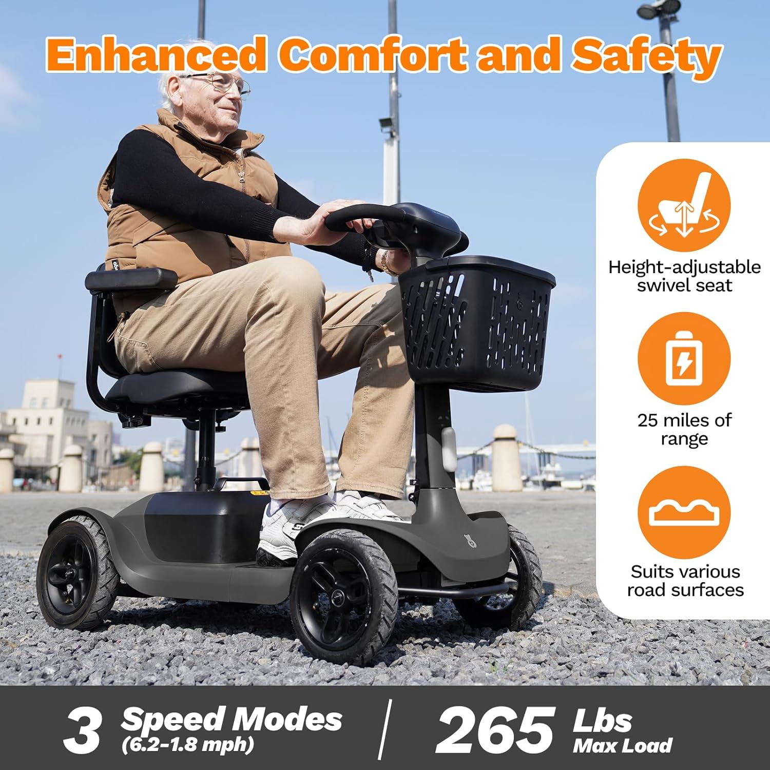 S1 Mobility Scooter for Adults, 4-Wheel Mobility Scooter - 25 Miles Range, 6 mph - $540