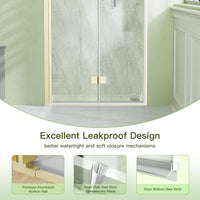 Sunrosa Frameless Bifold Shower Door, 34" W x 72" H Hinged Folding Shower Door - $210