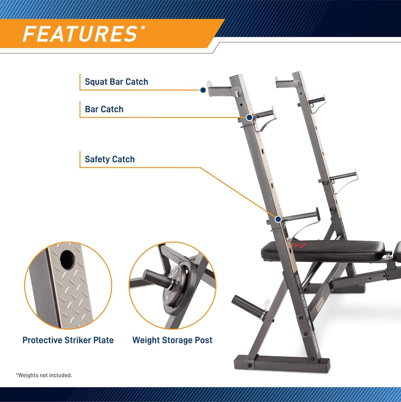 Marcy Olympic Weight Bench with Preacher Curl Pad and Leg Developer - $180