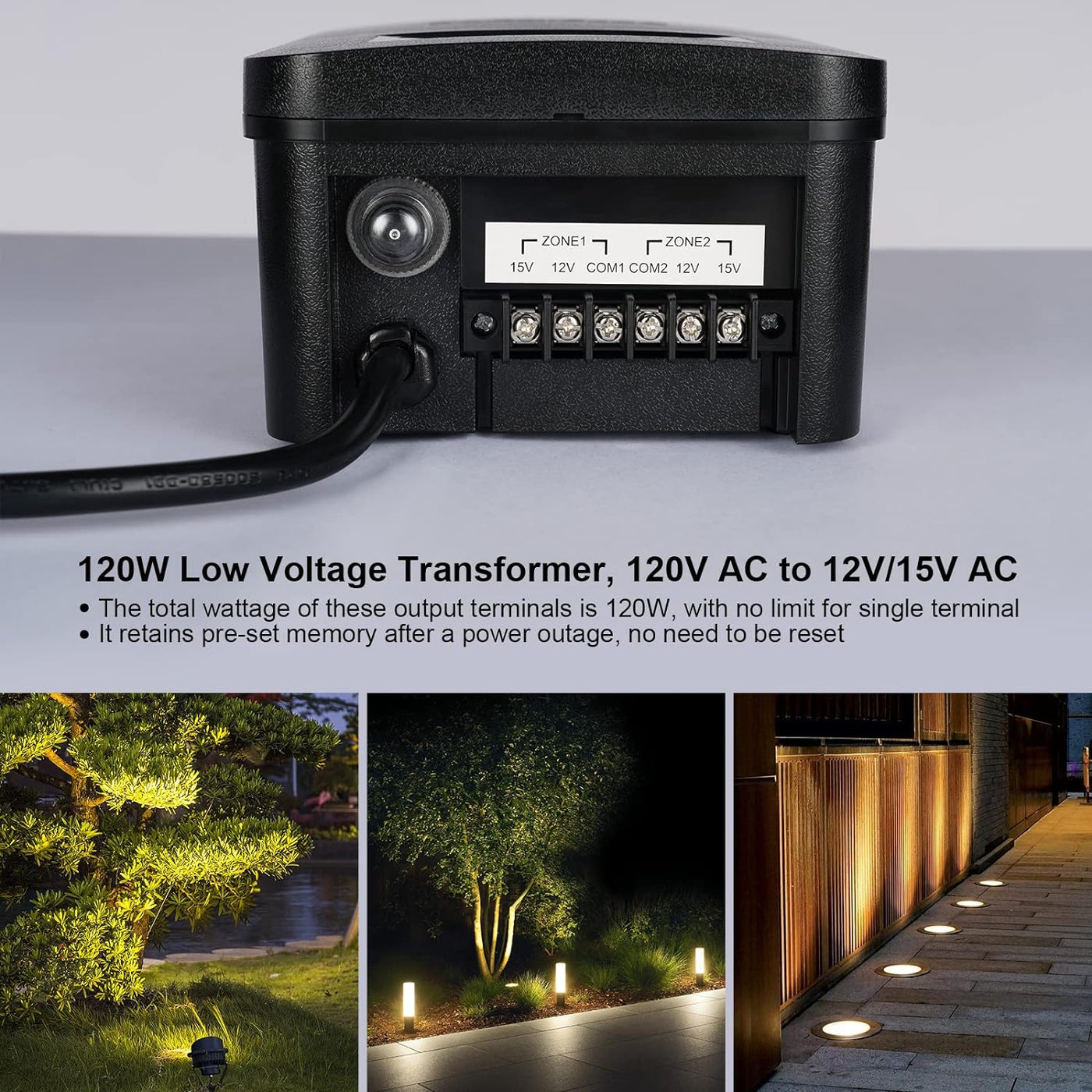 Suraielec 120W Low Voltage Transformer with Photocell Sensor and Timer - $30
