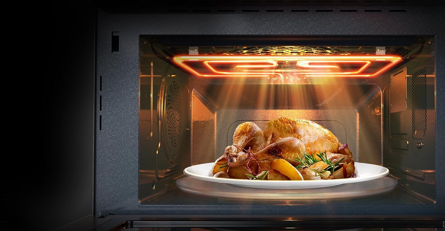 SAMSUNG 1.2 Cu Ft PowerGrill Duo Countertop Microwave Oven(Small Dent on Side) - $330
