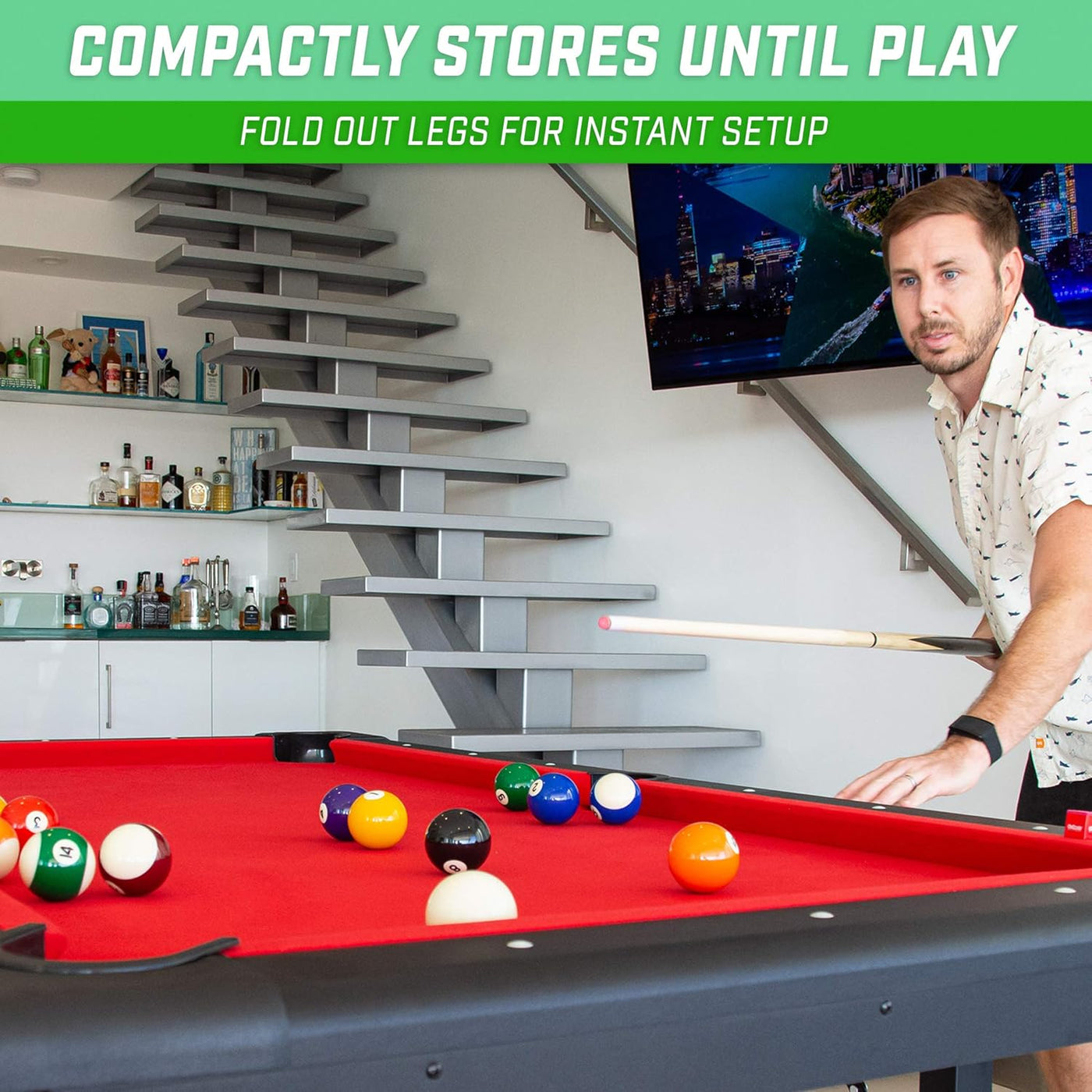 GoSports 6, 7, or 8 ft Billiards Table - Portable Pool Table (Scratched) - $330