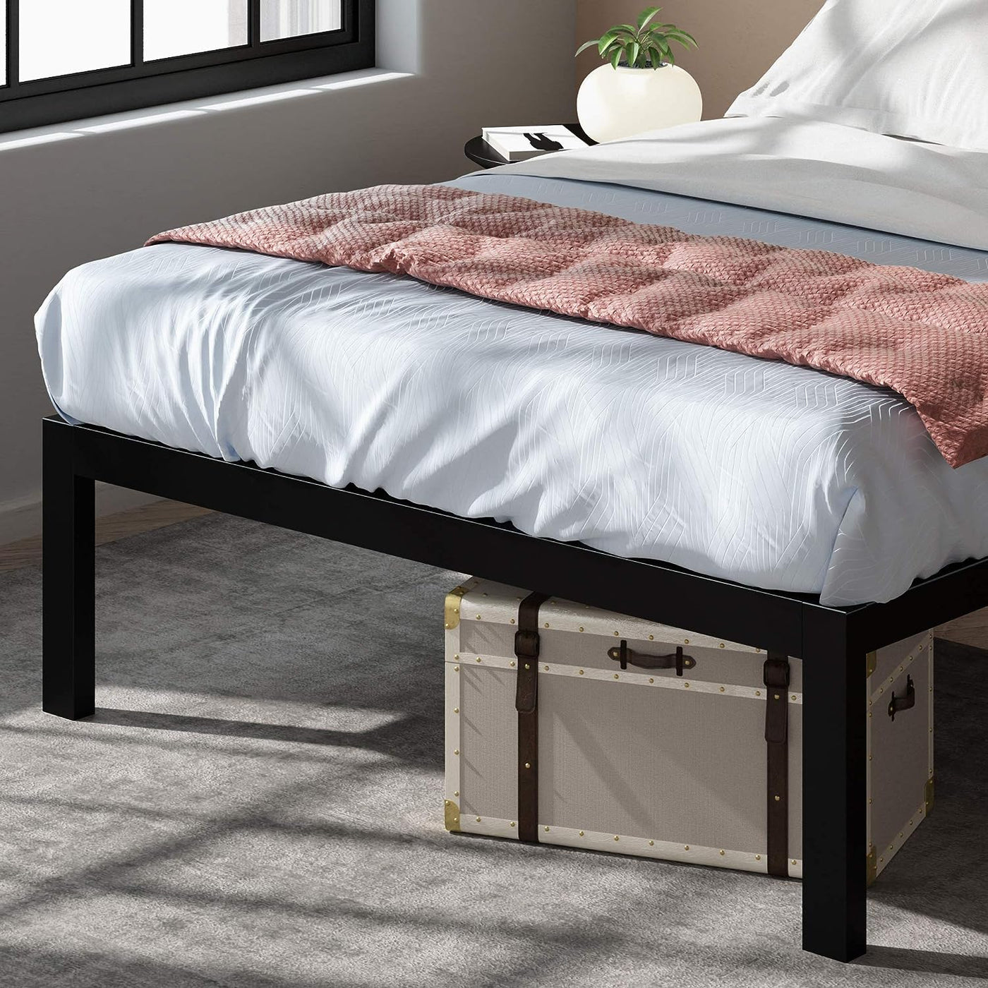 ZINUS Lorrick Metal Platform Bed Frame, Mattress Foundation, Queen, Black - $80