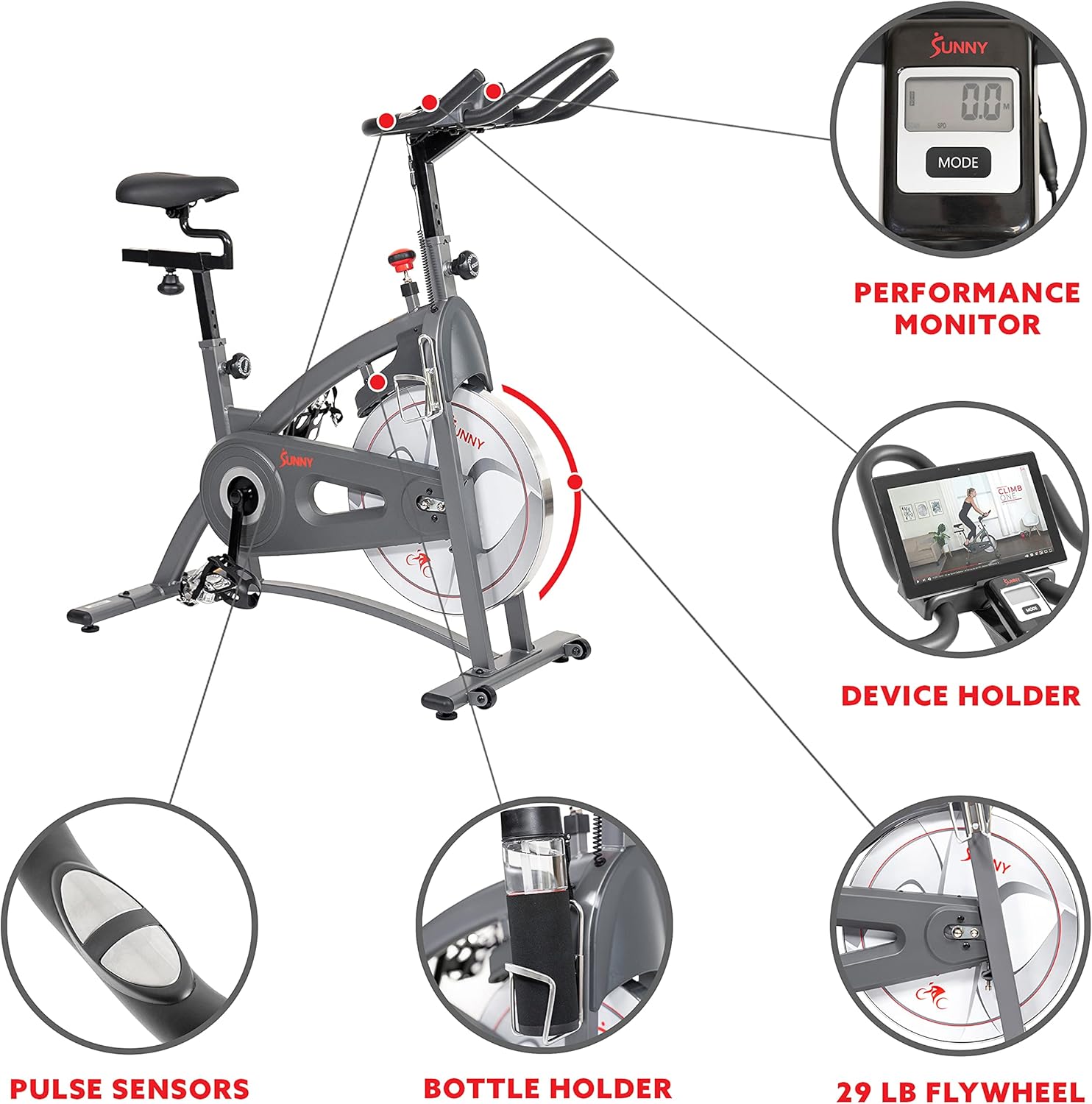 Sunny Health & Fitness Synergy Series Magnetic Indoor Cycling Exercise Bike - $115