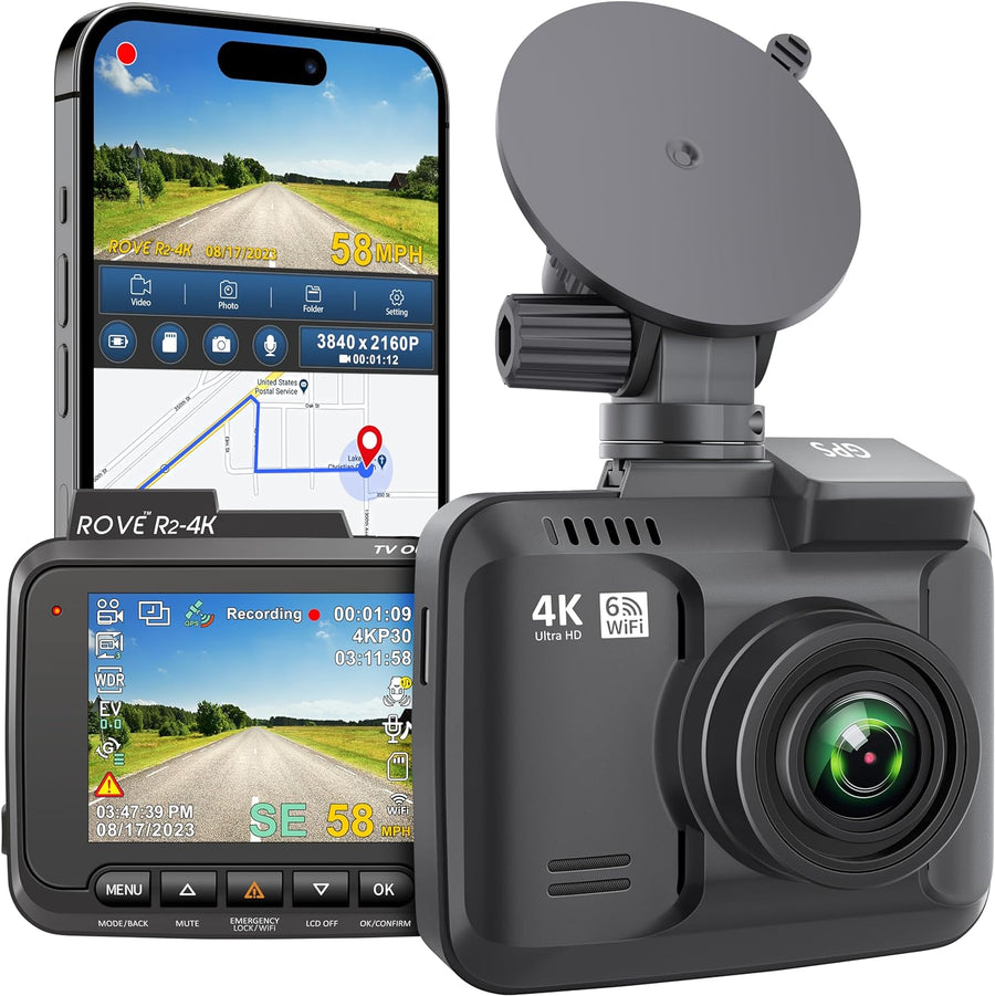 ROVE R2-4K Dash Cam Built-in WiFi GPS Car Dashboard Camera Recorder -$160