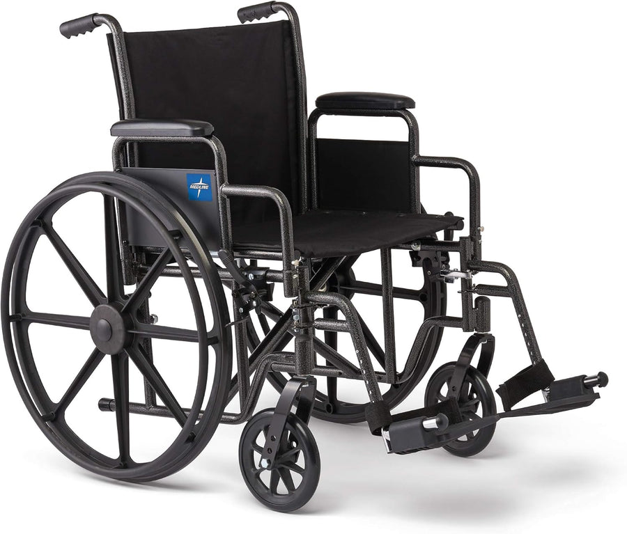 Medline Comfortable Folding Wheelchair, 20”W x 16”D Seat - $100