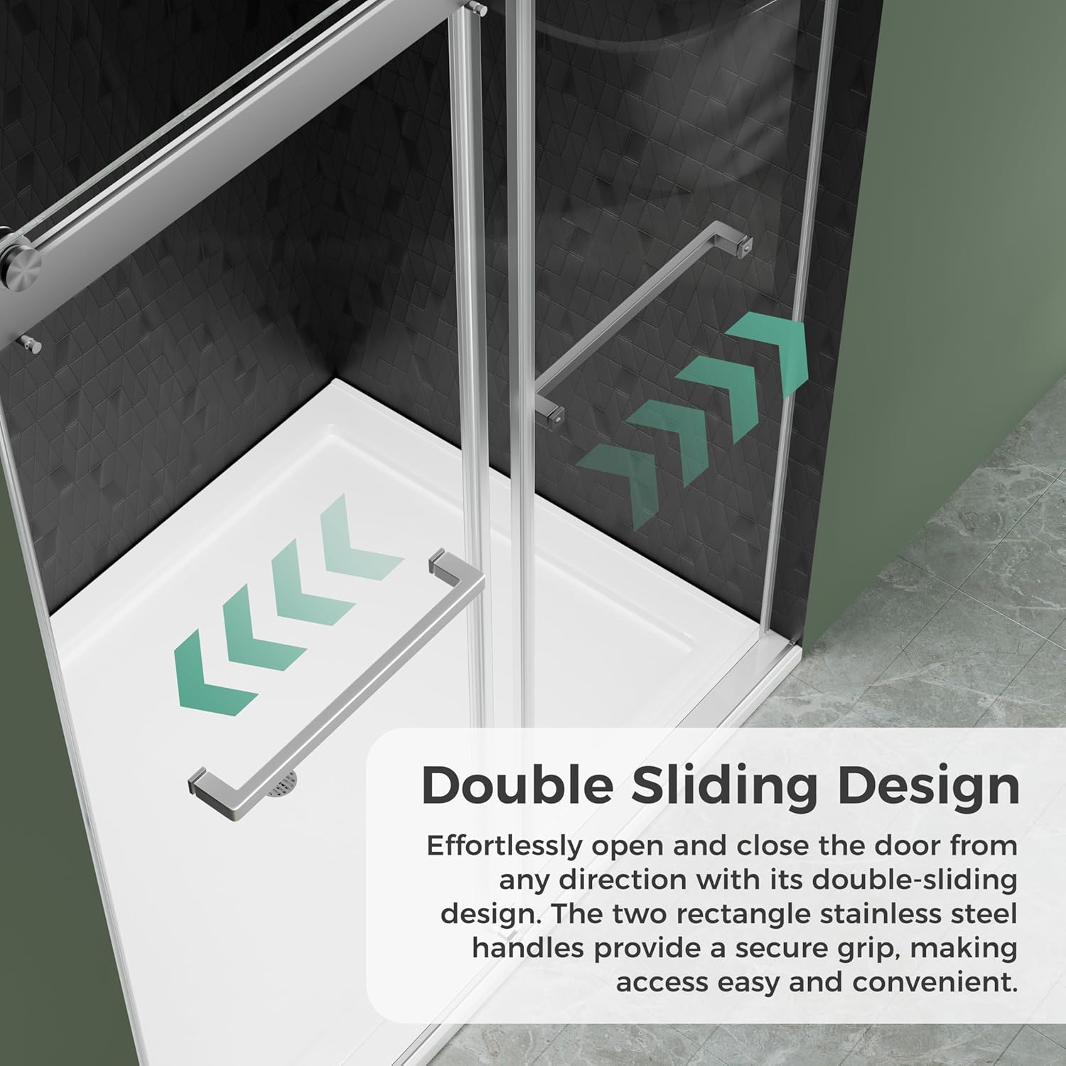 DELAVIN 48" W x 75" H Frameless Shower Door, Double Sliding Shower Door - $335