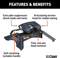 CURT 16180 A25 5th Wheel Hitch, 25,000 lbs, Black - $570