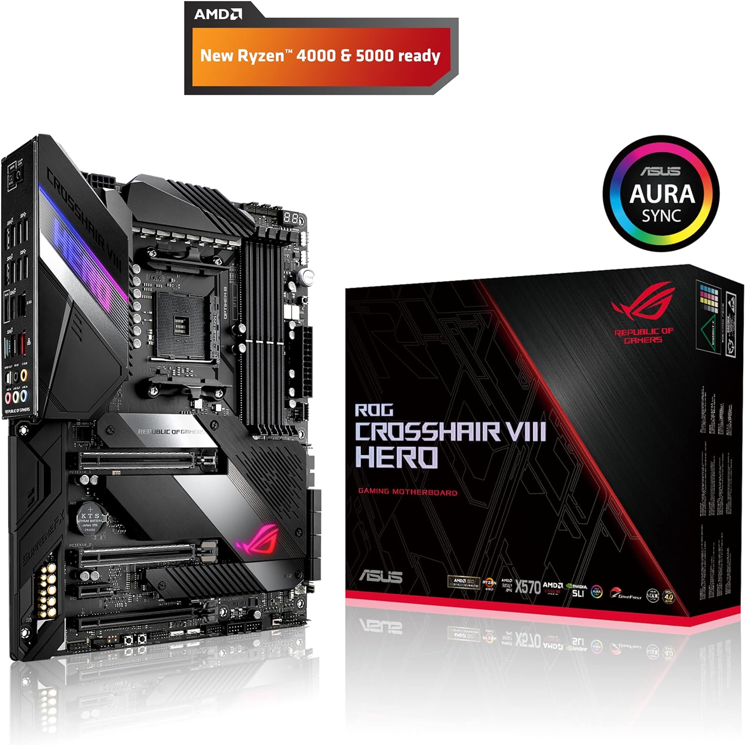 ASUS ROG Crosshair VIII Hero X570 ATX Motherboard with PCIe 4.0 - $270