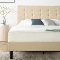 ZINUS Ibidun Upholstered Platform Bed Frame, Mattress Foundation, King, Beige - $150